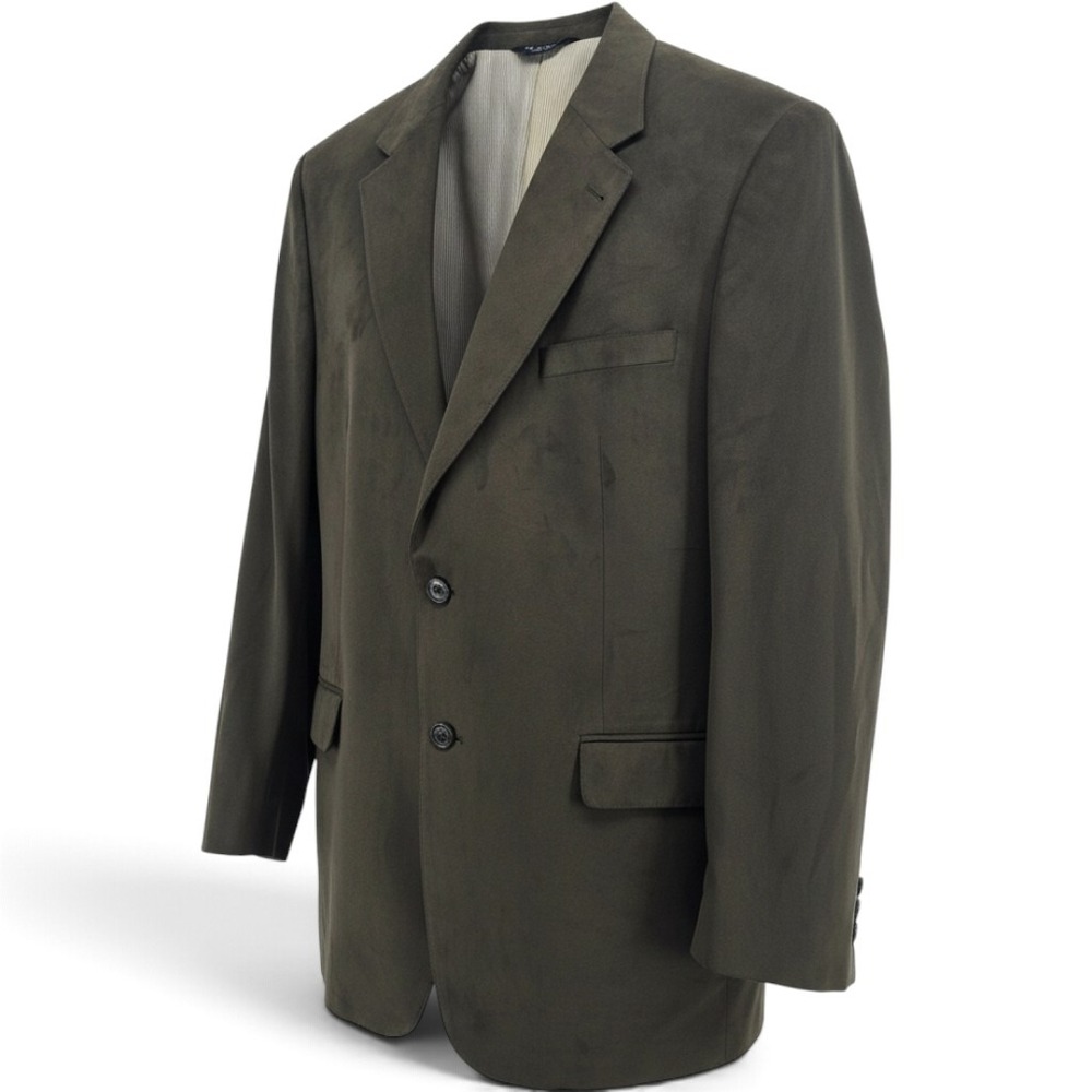Jos A Bank Sport Coat Mens 46 Long F6C2023 Olive Faux Suede EUC